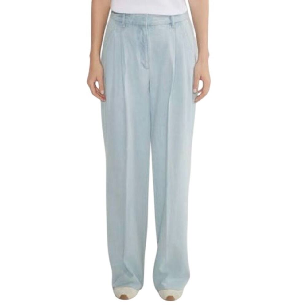 Babaton Artizia Blue Formula Wide Leg Jeans Size 8 Pleated Y2K Modern Minimal - Picture 1 of 9